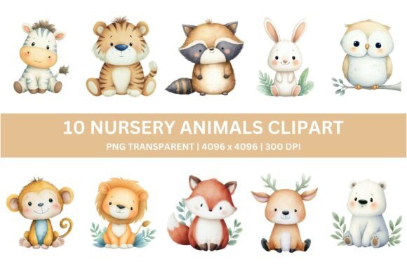 10 Baby Nursery Forest Animal Clipart