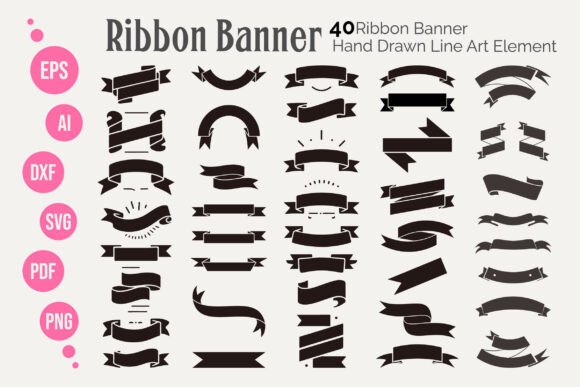 50 Ribbon Banner SVG Element Bundle