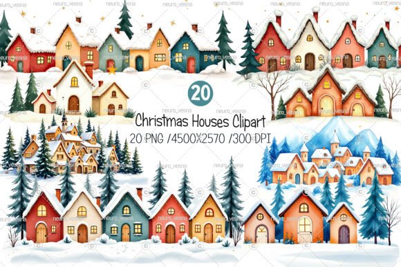 Christmas Houses Clipart: A Cozy Winter Collection