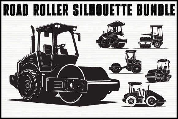 Elevating Construction Design with the Road Roller Silhouette Vector Set