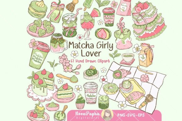 Embrace the Cozy Aesthetic: The Ultimate Matcha Girly Lover Clipart Set SVG PNG