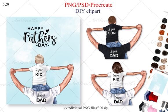 Happy Father's Day Clipart: Dad and Son Collection