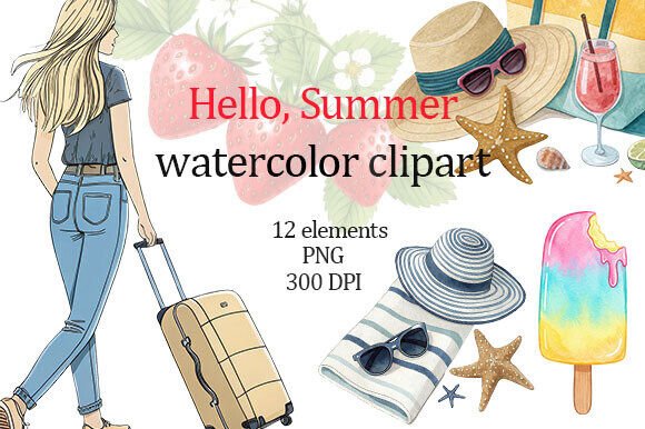 Hello, Summer Watercolor Clipart: A Practical Guide to High-Resolution Digital Assets