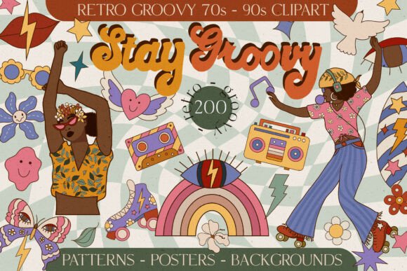 Reviving the Past: The Ultimate Guide to Retro Groovy 80s 90 Digital Boho Clipart