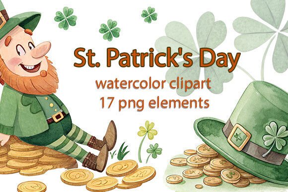 St. Patrick's Day Watercolor Clipart