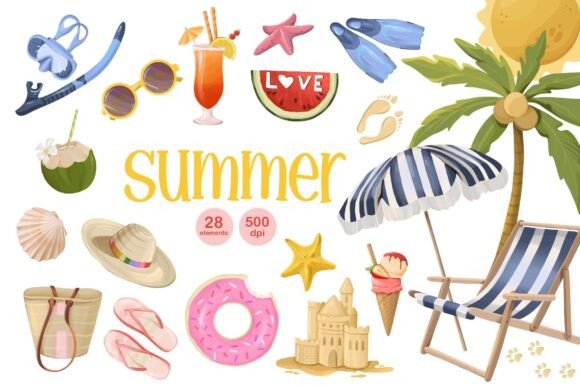 Summer Vibe Clipart and Beach Party Graphic Evaluation