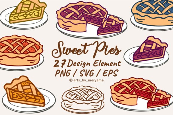 Sweet Fruit Pie Desserts Set SVG PNG