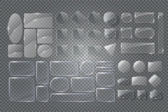 Transparent Glass Banner Clipart Set SVG