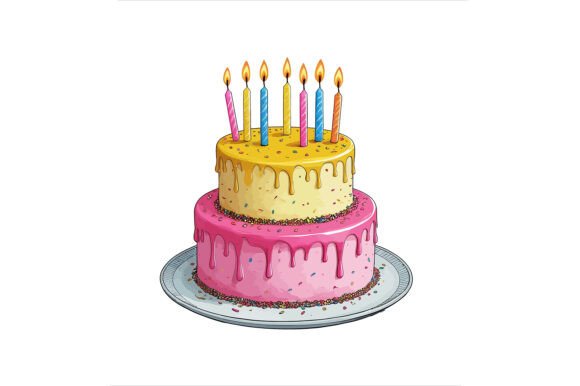 Vector Art of Twotiered Birthday Cake