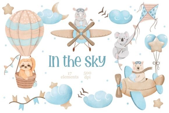 Watercolor Airplane, Cute Pilot Animals: A Creative Toolkit for Designers