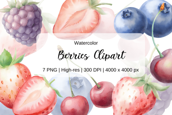 Watercolor Berry Clipart PNG for Design