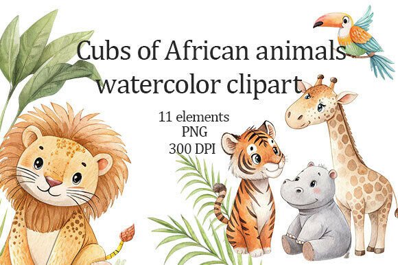 Watercolor Clipart Cubs of Africa: Bringing Warmth to Modern Design