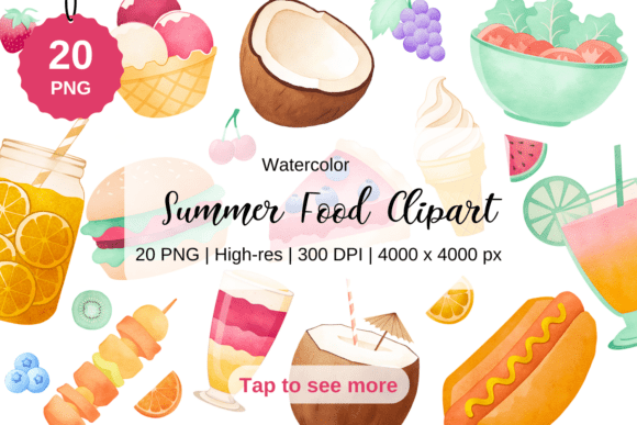 Watercolor Food Clipart, Summer Clipart: Elevating Your Creative Projects