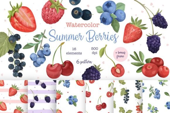 Watercolor Summer Berries Clipart: A Vibrant Creative Resource