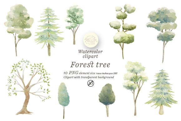 Watercolor Tree Clipart for Creative Projects